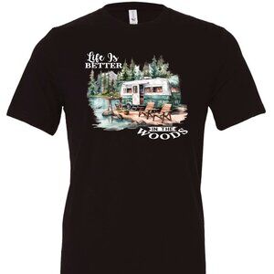 Life Is Better In The Woods Crewneck T-Shirt | Many Colors